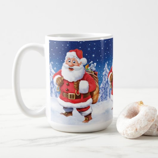 Maßgeschneiderte Weihnachtskaffee-Tasse, Jolly San Kaffeetasse (Mit Donut)