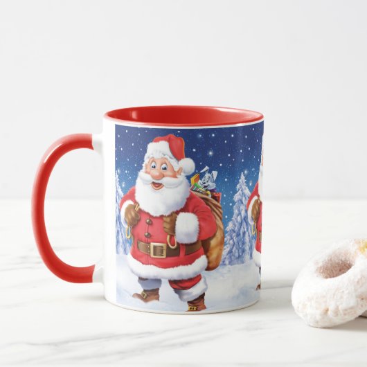 Maßgeschneiderte Weihnachtskaffee-Tasse, Jolly San Tasse (Mit Donut)