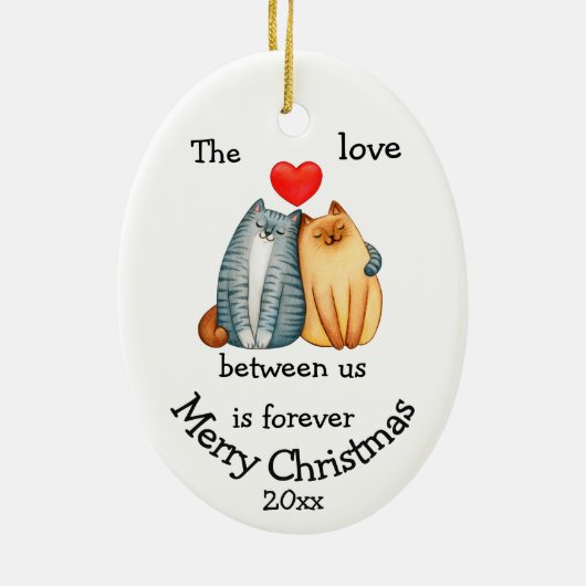 Maßgeschneiderte Weihnachtskatzen-Liebe zwischen u Keramik Ornament (Hinten)