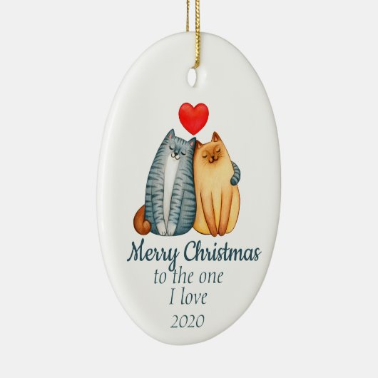 Maßgeschneiderte Weihnachtskatzen Niedlich I Liebe Keramik Ornament (Rechts)