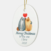 Maßgeschneiderte Weihnachtskatzen Niedlich I Liebe Keramik Ornament (Links)