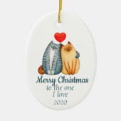 Maßgeschneiderte Weihnachtskatzen Niedlich I Liebe Keramik Ornament (Vorne)