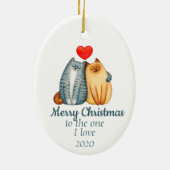 Maßgeschneiderte Weihnachtskatzen Niedlich I Liebe Keramik Ornament (Hinten)