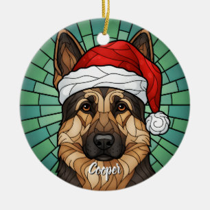 Maßgeschneiderte Weihnachtsmannmütze des Hundes au Keramik Ornament