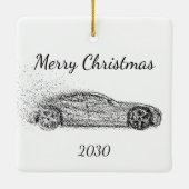 Maßgeschneiderte Weihnachtssportwagen Keramikornament (Rückseite)