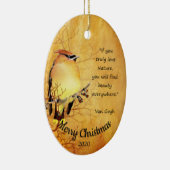 Maßgeschneiderte Weihnachtswasserfarbe Cedar Waxwi Keramik Ornament (Rechts)