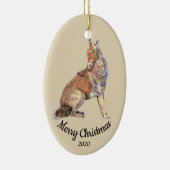 Maßgeschneiderte Weihnachtswasserfarbe Howling Coy Keramik Ornament (Rechts)