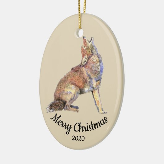 Maßgeschneiderte Weihnachtswasserfarbe Howling Coy Keramik Ornament (Links)