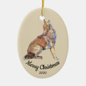 Maßgeschneiderte Weihnachtswasserfarbe Howling Coy Keramik Ornament (Vorne)