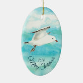 Maßgeschneiderte Weihnachtswasserfarbe Seagull Bir Keramik Ornament (Rechts)