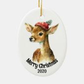 Maßgeschneiderte Weihnachtszeit Hirsche Tierkunst Keramik Ornament (Hinten)