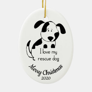 Maßgeschneiderte Weihnachtszeit-Liebe mein Rescue  Keramikornament