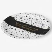 Maßgeschneiderte Weiß-/Schwarz-Sterne mit Nachrich Pappteller (Schrägansicht)