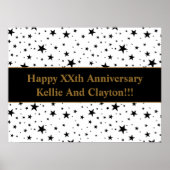 Maßgeschneiderte Weiß-/Schwarz-Sterne mit Nachrich Poster (Vorne)