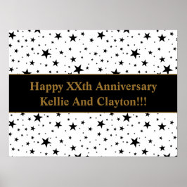 Maßgeschneiderte Weiß-/Schwarz-Sterne mit Nachrich Poster