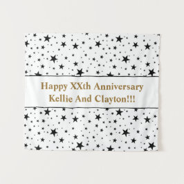 Maßgeschneiderte Weiß-/Schwarz-Sterne mit Nachrich Wandteppich