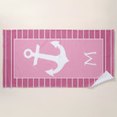 Maßgeschneiderte, weiße Bootankerstreifen auf hell Strandtuch (Vorderseite)