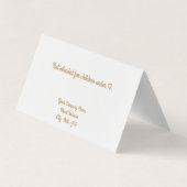 Maßgeschneiderte weiße "Gold"-Stuhlkarton mit Ohre Visitenkarten (Rückseite)