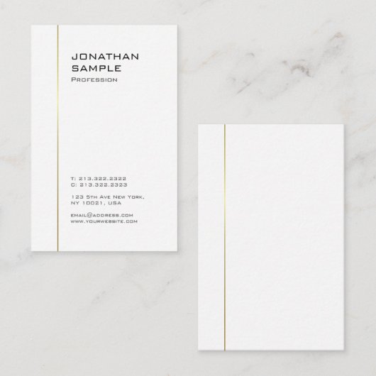 Maßgeschneiderte, weiße, moderne minimalistische V Visitenkarte (Vorne/Hinten)