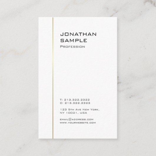 Maßgeschneiderte, weiße, moderne minimalistische V Visitenkarte (Vorderseite)