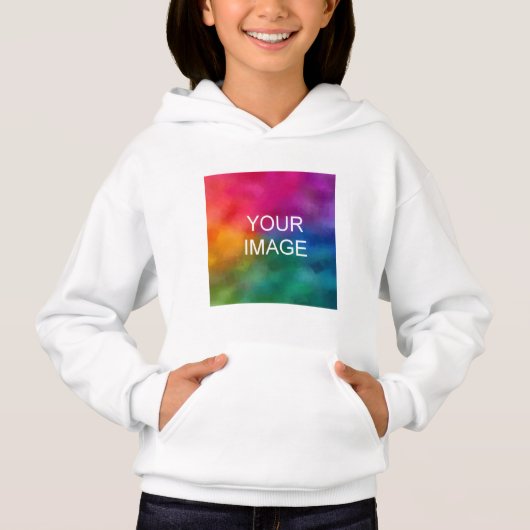 Maßgeschneiderte, weiße Template Kindermädchen Hoodie (Vorderseite)