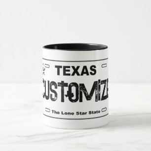 Maßgeschneiderte weiße Texas-Nummernschilder-Tasse Tasse