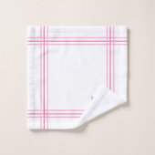 Maßgeschneiderte, weiße und rosa Streifen-Initiale Badhandtuch Set (Waschlappen)