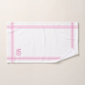 Maßgeschneiderte, weiße und rosa Streifen-Initiale Badhandtuch Set (Handtuch)