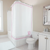 Maßgeschneiderte, weiße und rosa Streifen-Initiale Duschvorhang (Beispiel)