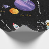 Maßgeschneiderte Weltraumtiere Geburtstagspapier Geschenkpapier (Ecke)