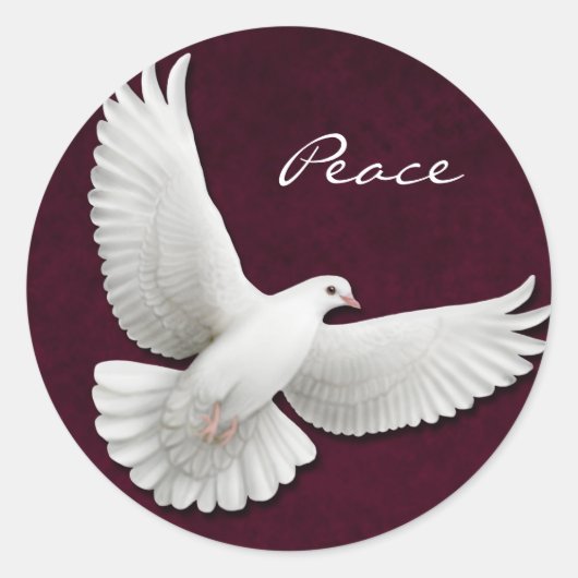 Maßgeschneiderte White Dove auf Maroon Sticker (Vorderseite)
