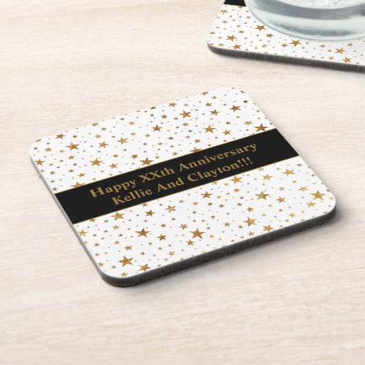 Maßgeschneiderte White/Gold Stars mit Jubiläum der Getränkeuntersetzer (Linke Seite)
