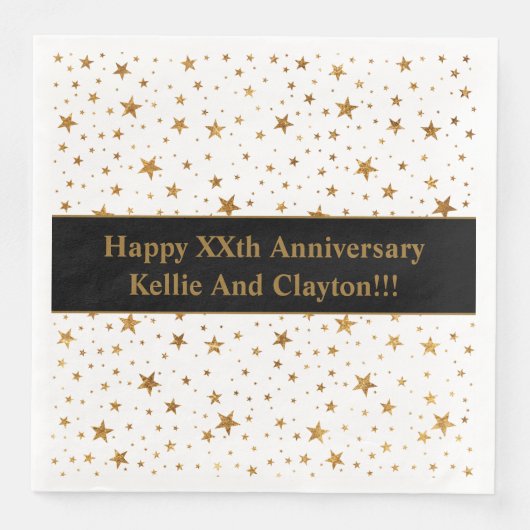 Maßgeschneiderte White/Gold Stars mit Jubiläum der Serviette (Vorderseite)