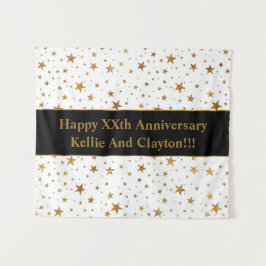 Maßgeschneiderte White/Gold Stars mit Jubiläum der Wandteppich