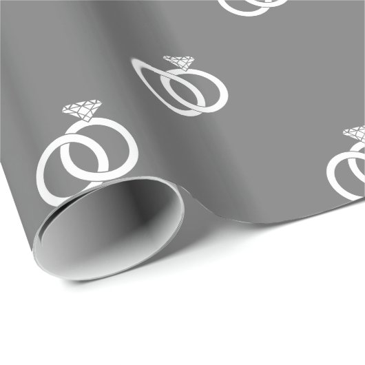 Maßgeschneiderte White Wedding Rings auf Grau Geschenkpapier (Rolleneckpunkt)