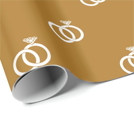 Maßgeschneiderte White Wedings auf Matte Gold Geschenkpapier (Rolleneckpunkt)