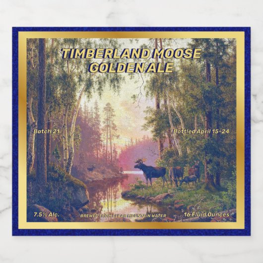 Maßgeschneiderte Wild Forest Moose Zuhause im Deta Bierflaschenetikett (Einzelnes Label)