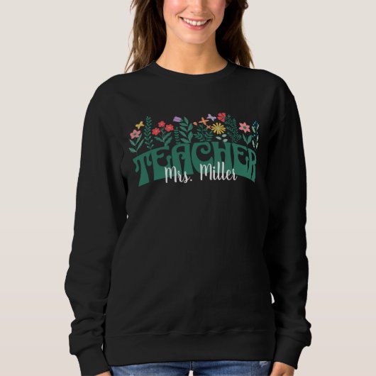 Maßgeschneiderte Wildblume Lehrer-Vintag Blumenunt Sweatshirt (Vorderseite)