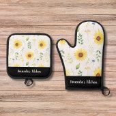 Maßgeschneiderte Wildblumen für Wasserfarben Ofenhandschuh & Topflappen-Set