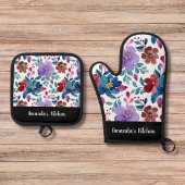 Maßgeschneiderte Wildblumen in Wasserfarben Stilvo Ofenhandschuh & Topflappen-Set