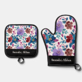 Maßgeschneiderte Wildblumen in Wasserfarben Stilvo Ofenhandschuh & Topflappen-Set (Vorderseite)