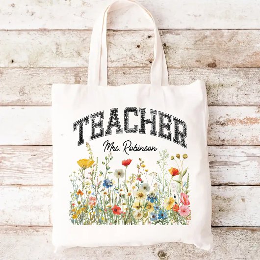 Maßgeschneiderte Wildblumen Lehrertasche, Geschenk Tragetasche