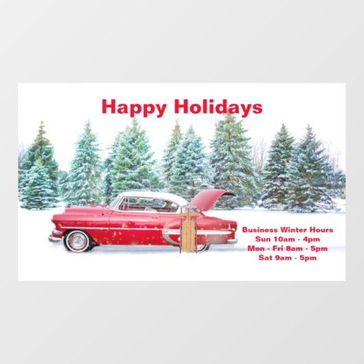 Maßgeschneiderte Winterzeit Business-Zeichen, Vint Fensteraufkleber (Blatt)