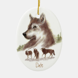 Maßgeschneiderte Wölfe und Wolfspackungen Keramikornament