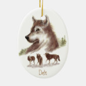 Maßgeschneiderte Wölfe und Wolfspackungen Keramikornament (Hinten)