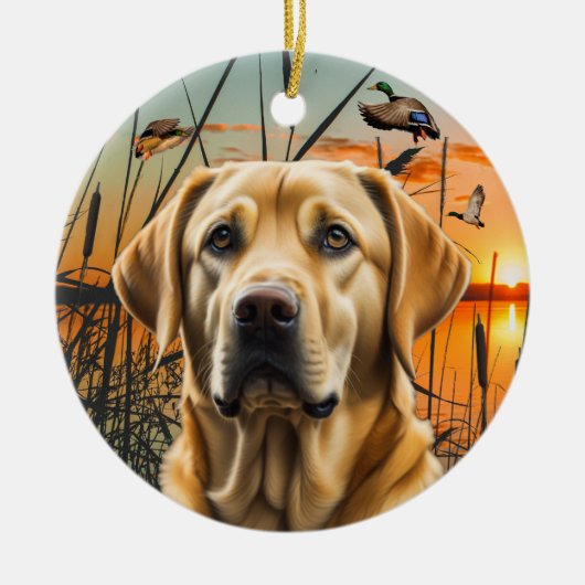 Maßgeschneiderte Yellow Labrador Ornament (Vorne)