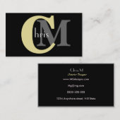 Maßgeschneiderte Yellow Monogram Business Cards Visitenkarte (Vorne/Hinten)