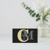 Maßgeschneiderte Yellow Monogram Business Cards Visitenkarte (Stehend Vorderseite)