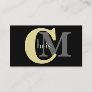Maßgeschneiderte Yellow Monogram Business Cards Visitenkarte