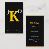 Maßgeschneiderte Yellow Monogram Business Cards Visitenkarte (Vorne/Hinten)